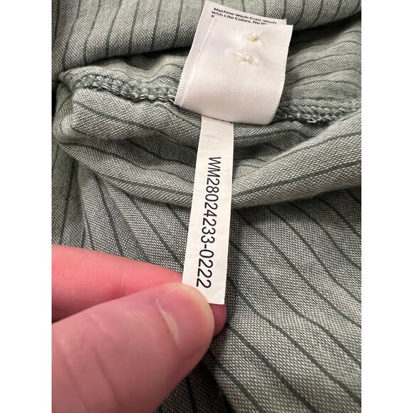 Free Assembly Button Up Shirt Mens L Long Sleeve Striped Organic Cotton Green - Picture 6 of 16